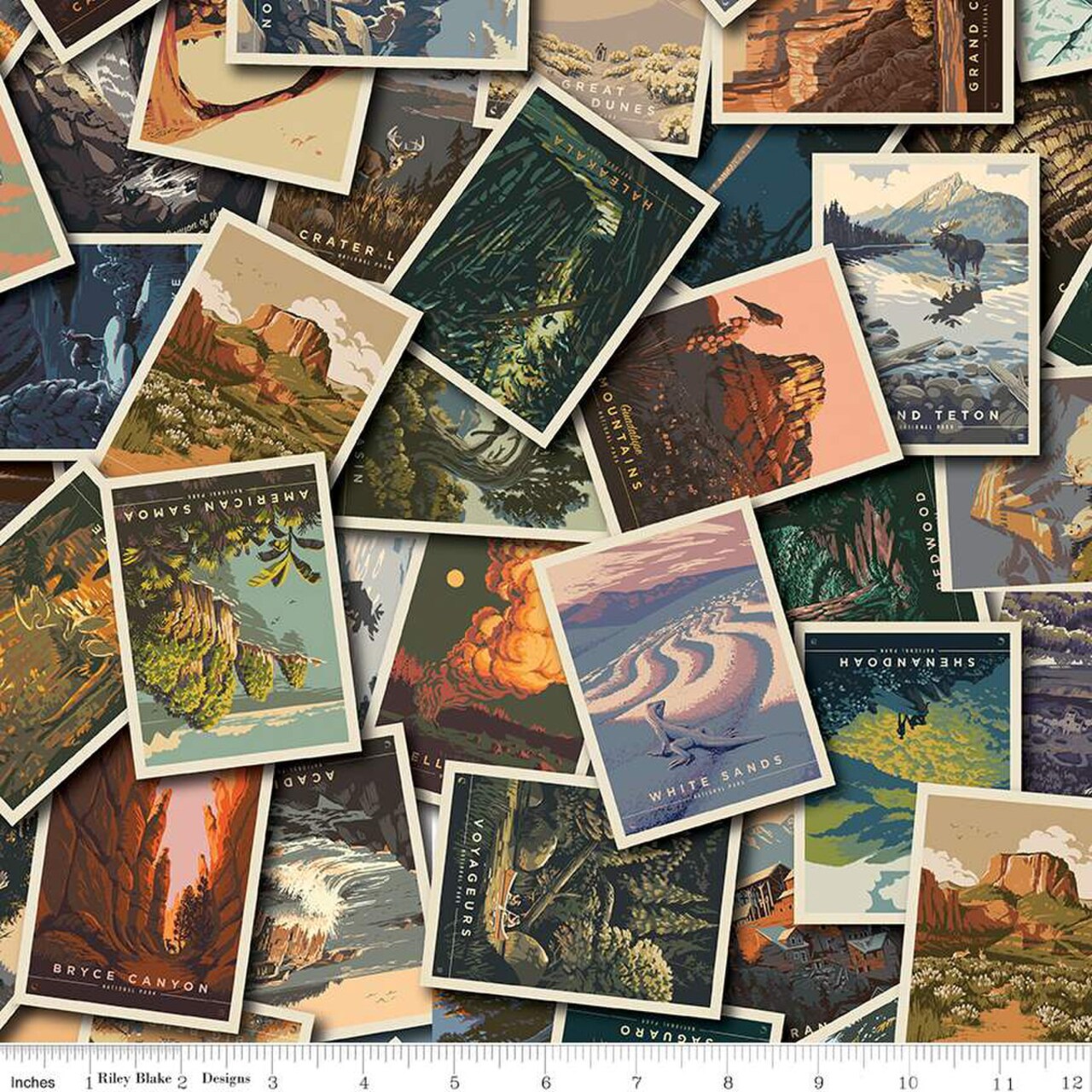 Postcard Toss (2023) (cd13290-multi) | National Parks | Anderson Design Group | Riley Blake